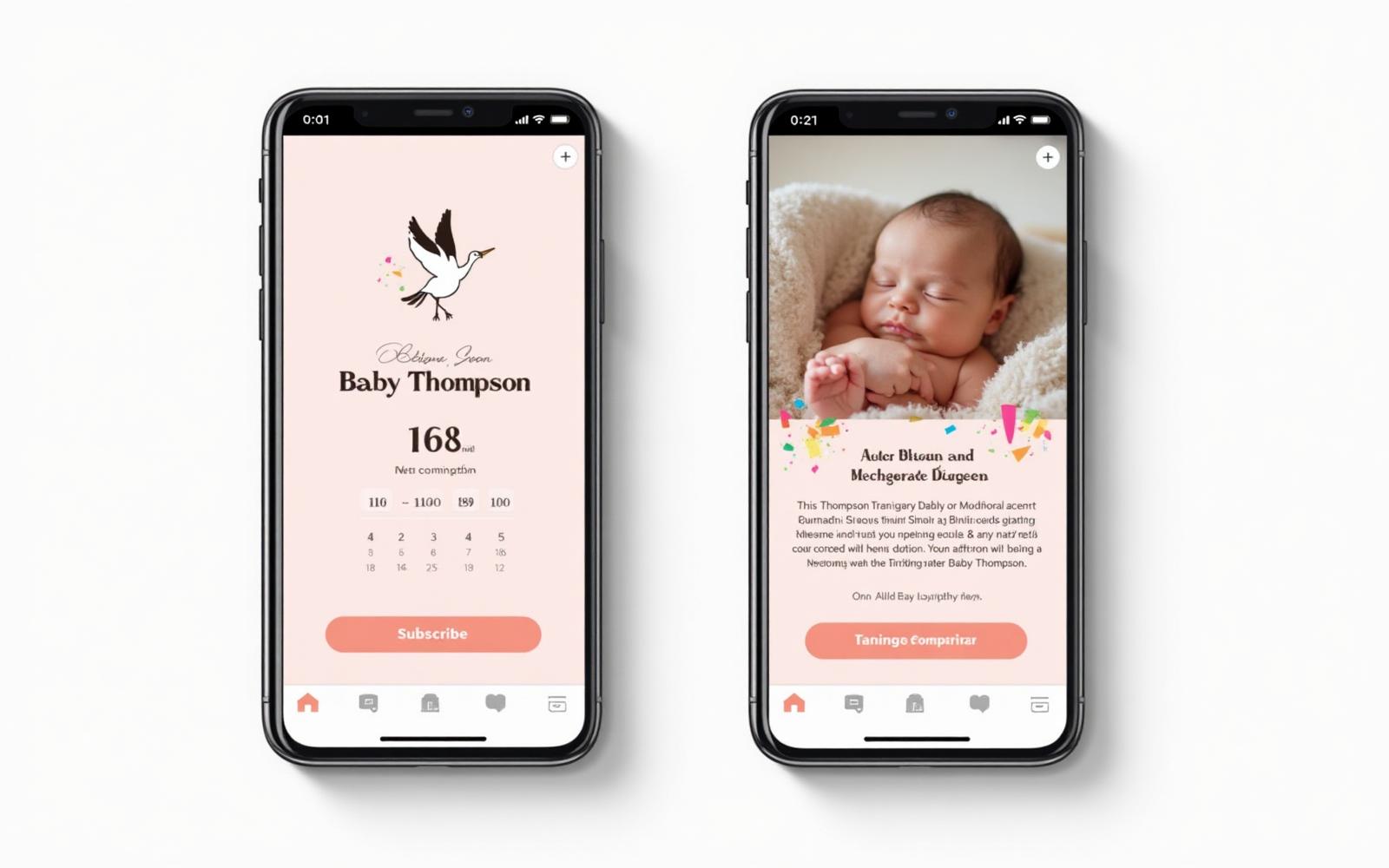 Before and after birth announcement comparison